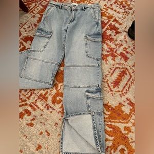 Brand new w/o tags Zara Cargo slit side denim jeans Sz 38 6